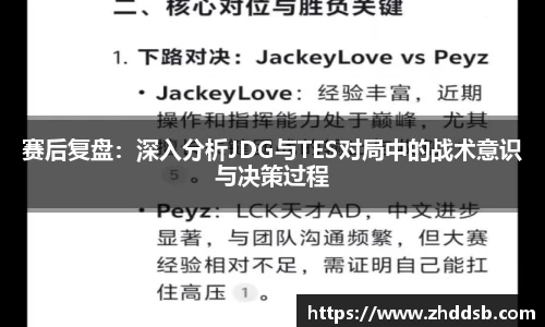 赛后复盘：深入分析JDG与TES对局中的战术意识与决策过程